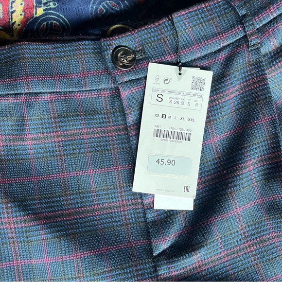NWT Zara full length blue plaid dress pants - Picture 8 of 8